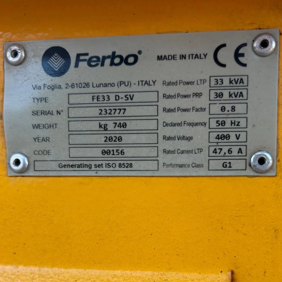 Generador Ferbo G30.76 7 Generador Ferbo G30.76, Leilovis